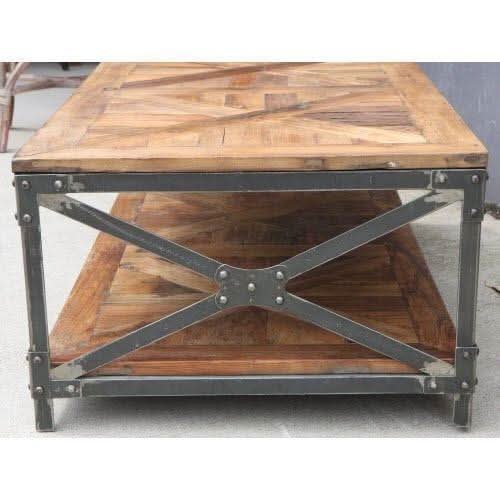 NEW SHEFFIELD STEEL INDUSTRIAL VINTAGE RECYCLED OREGON COFFEE TABLE. STEEL BASE - MyChocolateWood