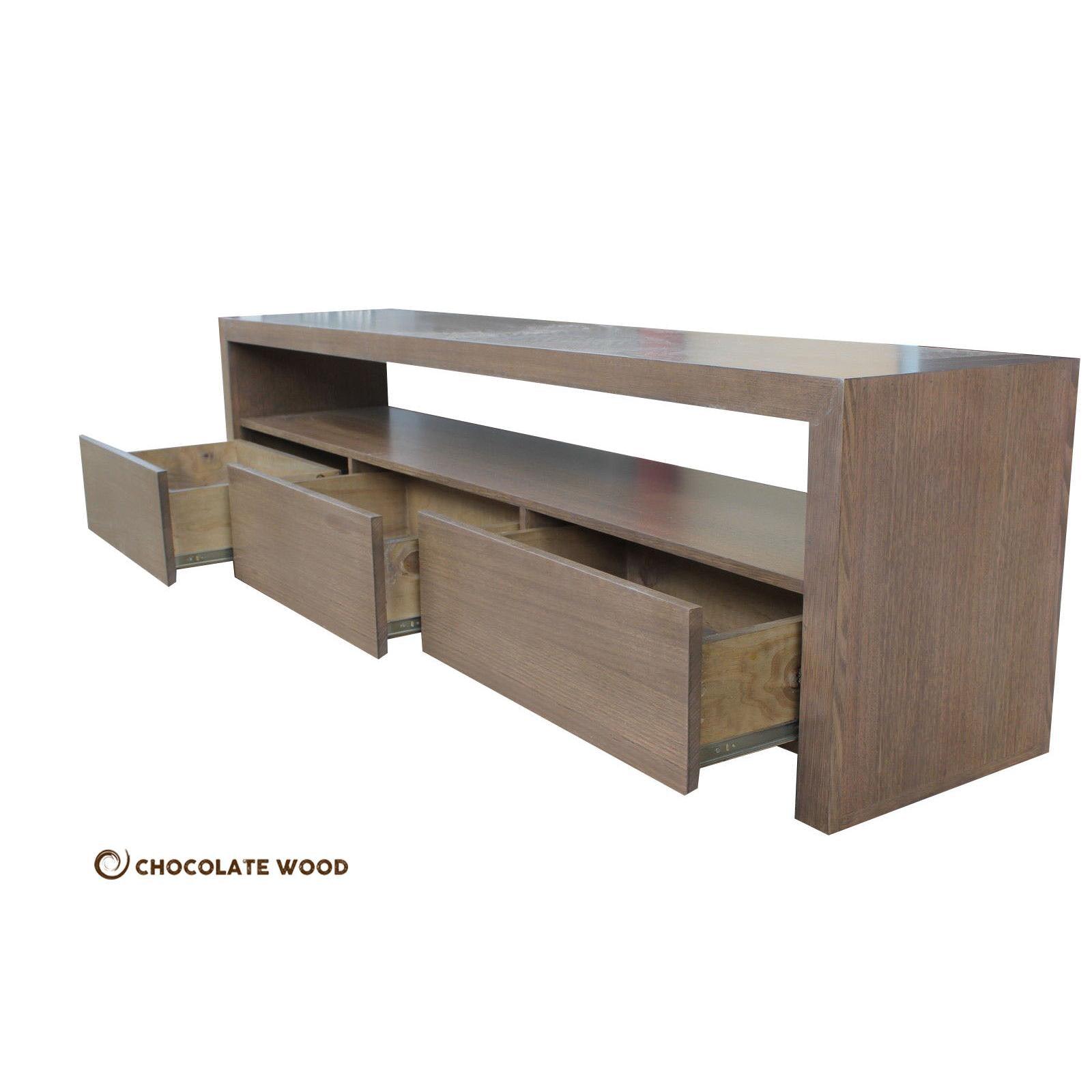 NICE 3 DRAWERS TASSIE OAK LOWLINE/ENTERTAINMENT UNIT MADE TO ORDER - MyChocolateWood