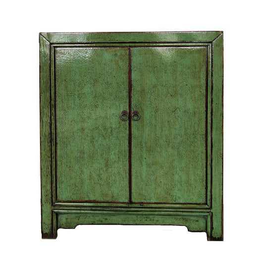NINGBO NGH004 CHINESE ANTIQUE RECYCLED  PINE TIMBER CABINET CUPBOARD GREEN - MyChocolateWood