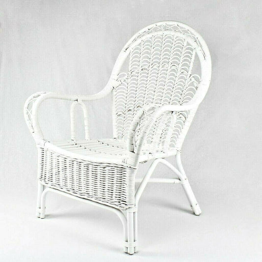 OLIVIA WHITE RATTAN LOUNGE CHAIR ACCENT CHAIR/ ARMCHAIR / EASY CHAIR - MyChocolateWood