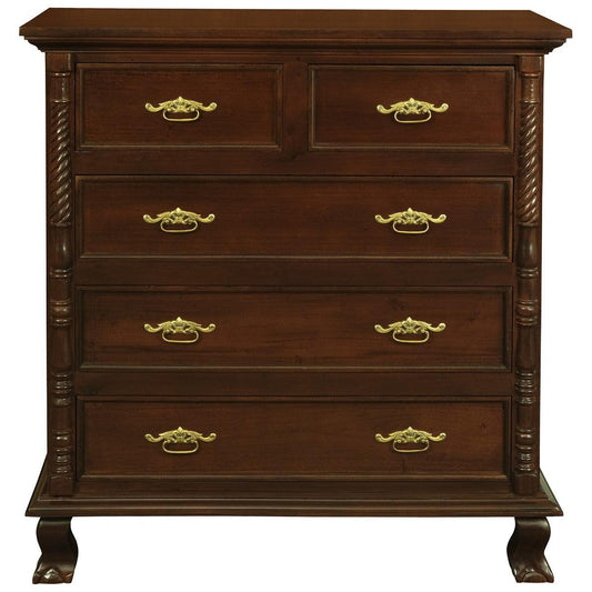ORLIA SOLID MAHOGANY 5 DRAWER TALLBOY IN MAHOGANY COLOUR - MyChocolateWood