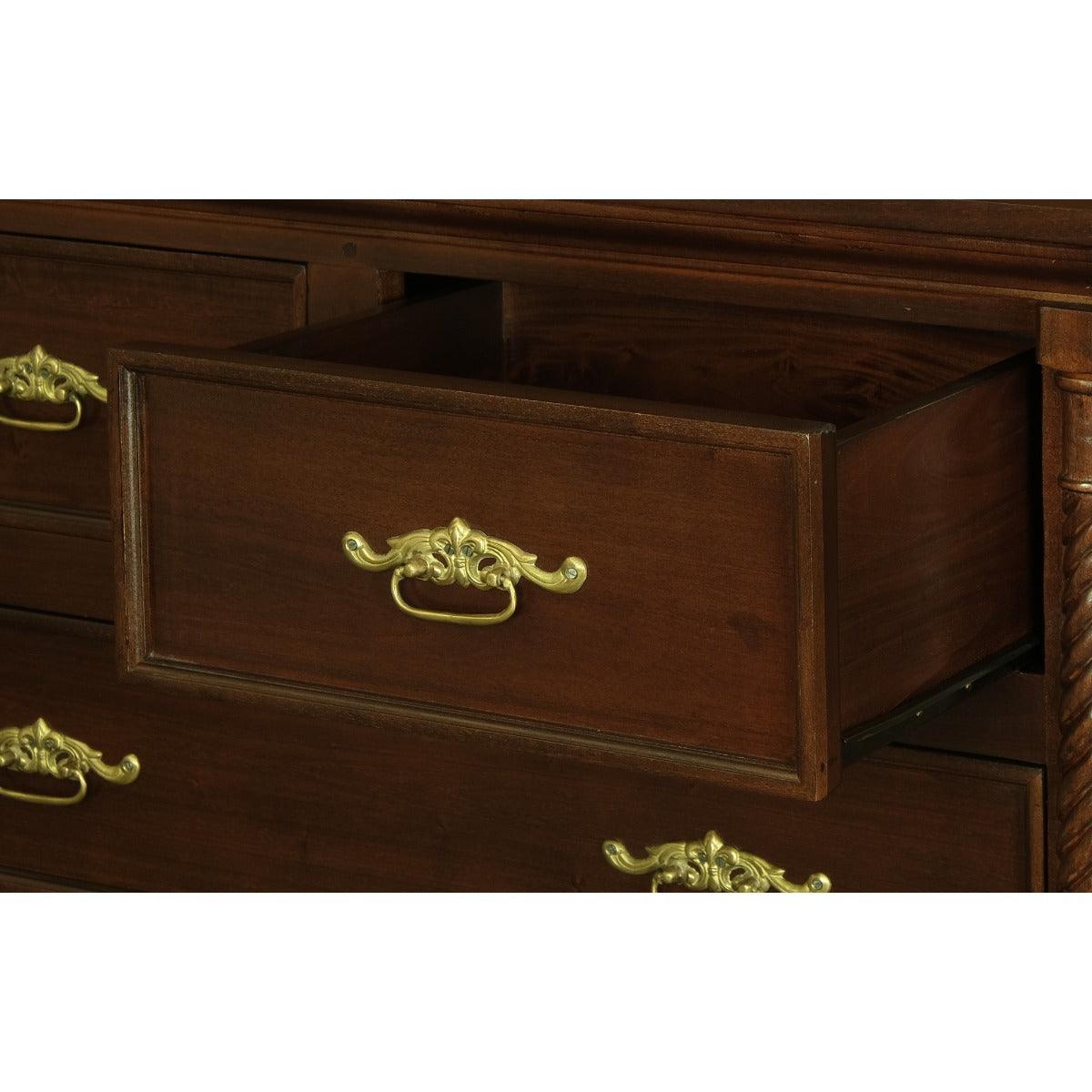 ORLIA SOLID MAHOGANY 5 DRAWER TALLBOY IN MAHOGANY COLOUR - MyChocolateWood