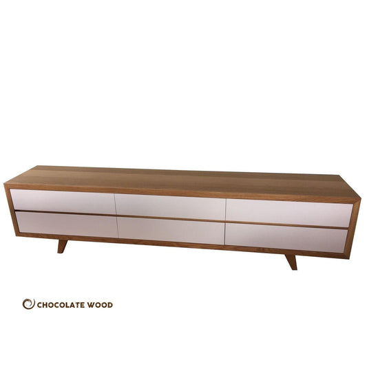 OSCAR AMERICAN OAK RETRO STYLE TV/ENTERTAINMENT UNIT DRAWERS & 1 TUCKIN DRAW - MyChocolateWood