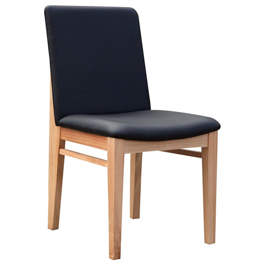 PACIFIC PU LEATHER/MESSMATE TIMBER DINING CHAIR NATURAL/BLACK - MyChocolateWood