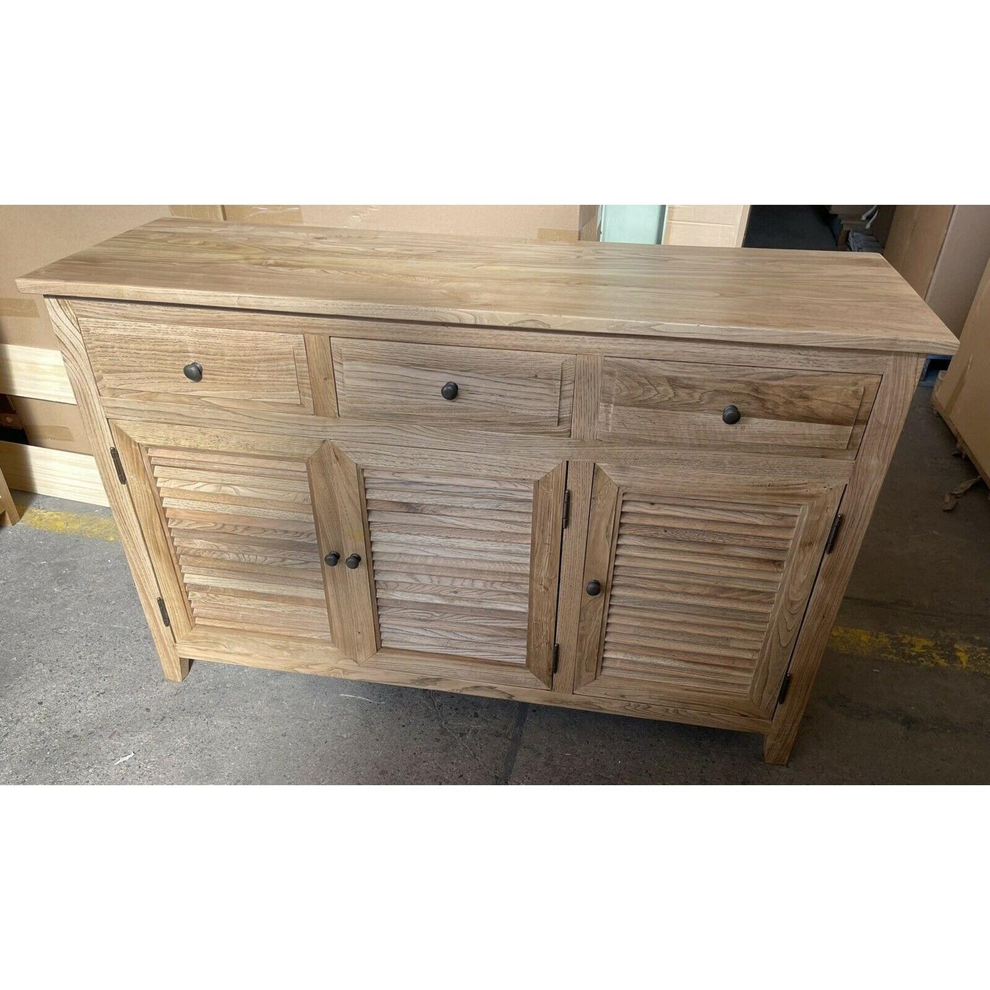 PALM BEACH BUFFET/SIDEBOARD 3 DOORS 3 DRAWERS LOUVRE STYLE SOLID OAK - MyChocolateWood