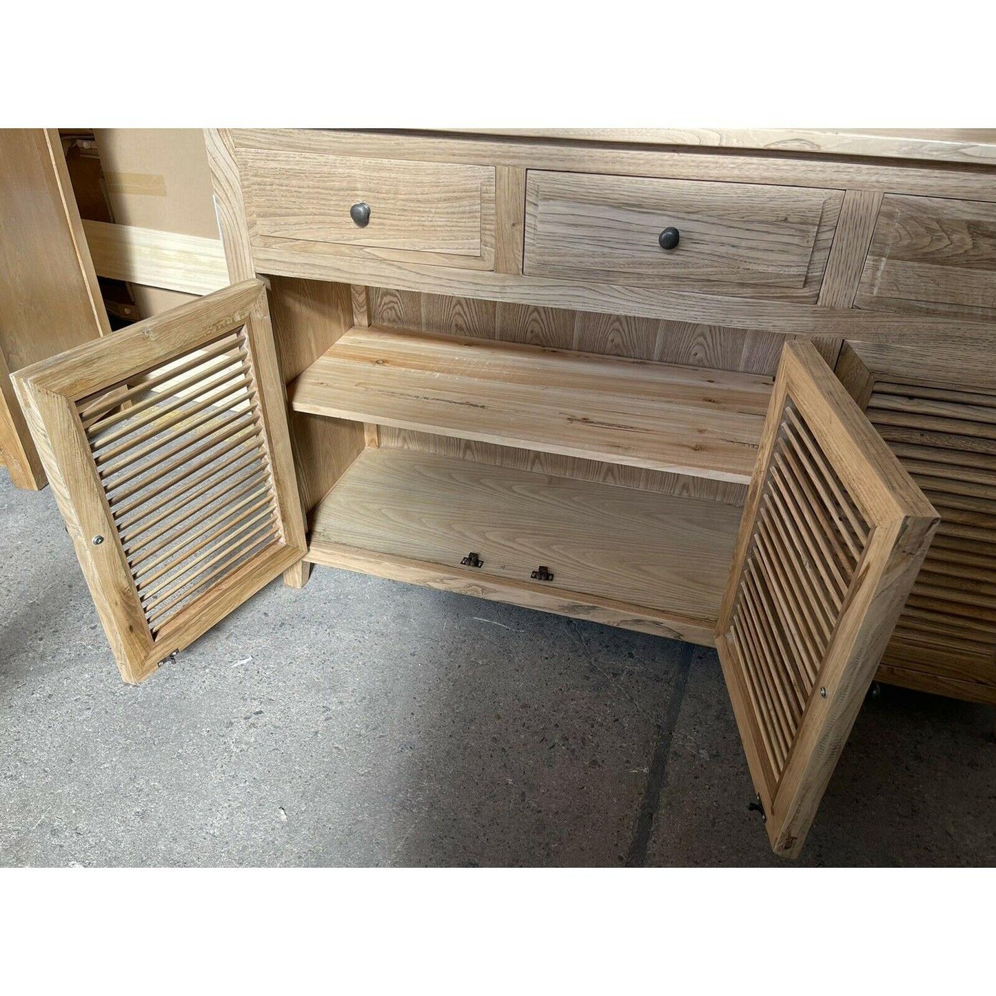 PALM BEACH BUFFET/SIDEBOARD 3 DOORS 3 DRAWERS LOUVRE STYLE SOLID OAK - MyChocolateWood