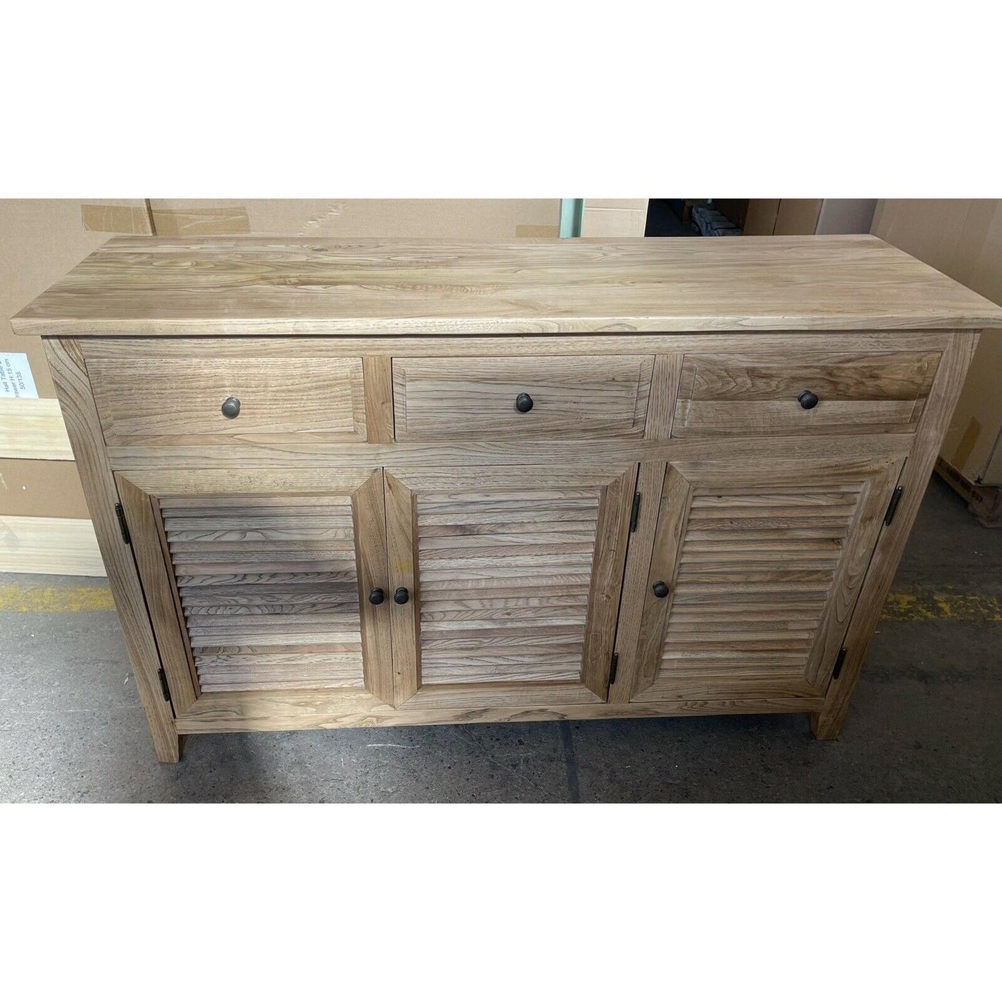PALM BEACH BUFFET/SIDEBOARD 3 DOORS 3 DRAWERS LOUVRE STYLE SOLID OAK - MyChocolateWood