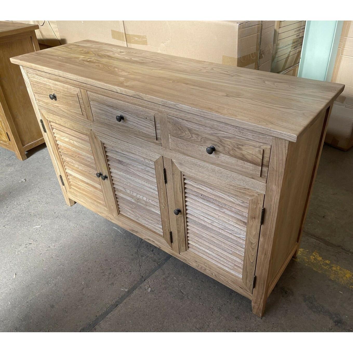 PALM BEACH BUFFET/SIDEBOARD 3 DOORS 3 DRAWERS LOUVRE STYLE SOLID OAK - MyChocolateWood