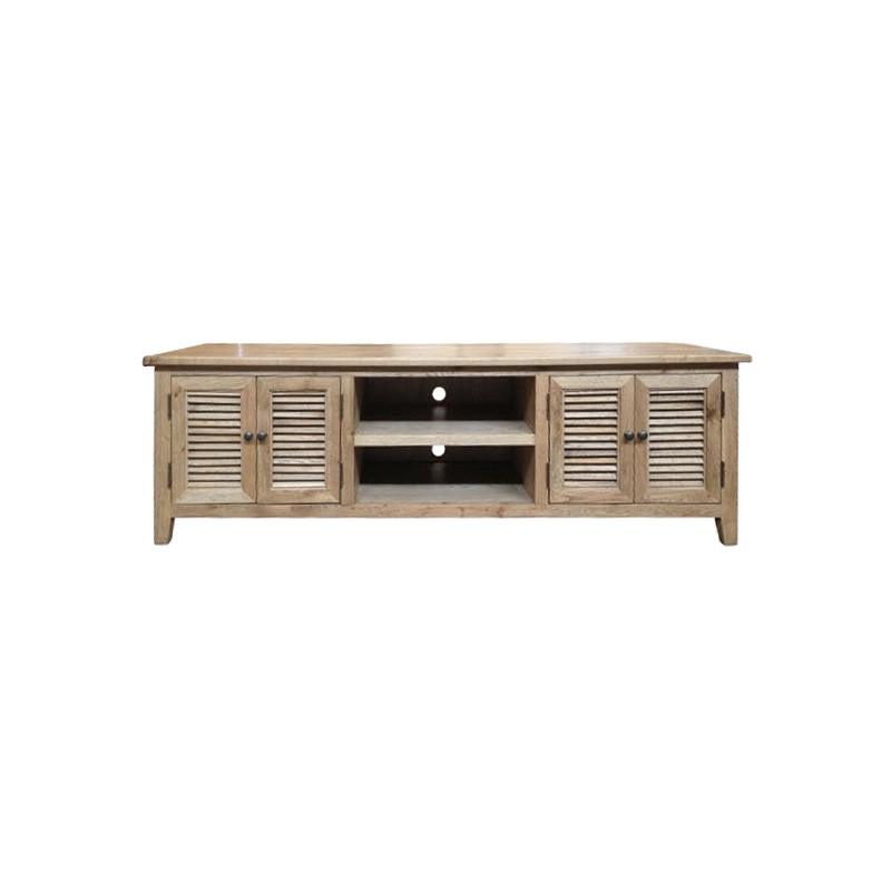 PALM BEACH LOUVRE STYLE TV/ENTERTAINMENT UNIT 4 DOORS & 2 SHELVES SOLID OAK - MyChocolateWood