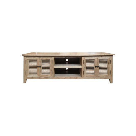 PALM BEACH LOUVRE STYLE TV/ENTERTAINMENT UNIT 4 DOORS & 2 SHELVES SOLID OAK - MyChocolateWood