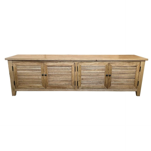 PALM BEACH LOUVRE STYLE TV/ENTERTAINMENT UNIT - 4 DOORS - SOLID OAK NATURAL - MyChocolateWood