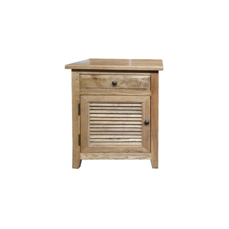 PALM BEACH SOLID OAK LOUVRE STYLE BEDSIDE TABLE 1 DRAWER & 1 DOOR WITH HINGES ON THE LEFT-HAND SIDE - MyChocolateWood