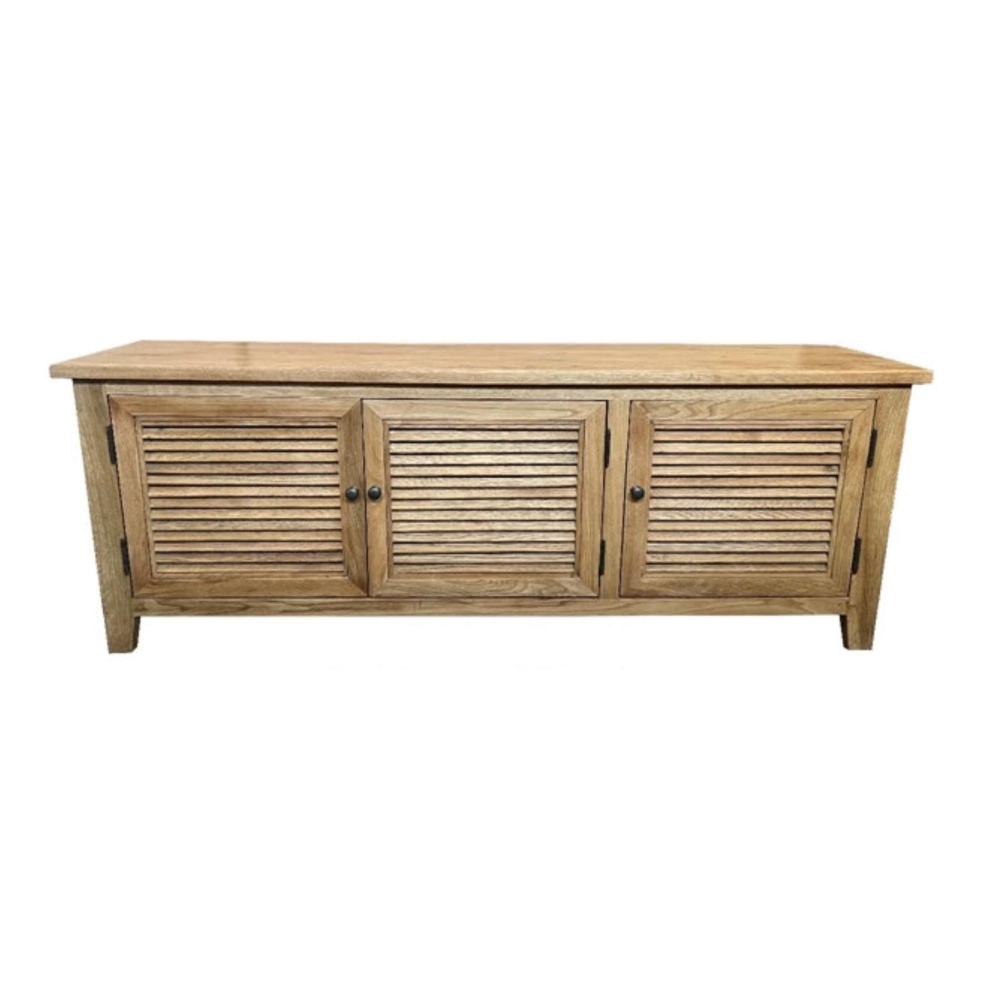 PALM BEACH TV/ENTERTAINMENT UNIT 3 DOORS LOUVRE STYLE IN SOLID OAK - MyChocolateWood