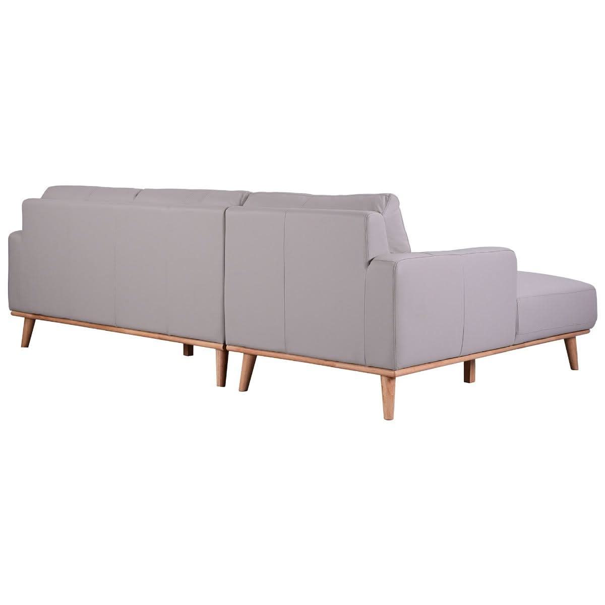 PAMELA 2.5-SEATER LHF CHAISE ITALIAN LEATHER MODULAR SOFA, IN LIGHT GREY - MyChocolateWood