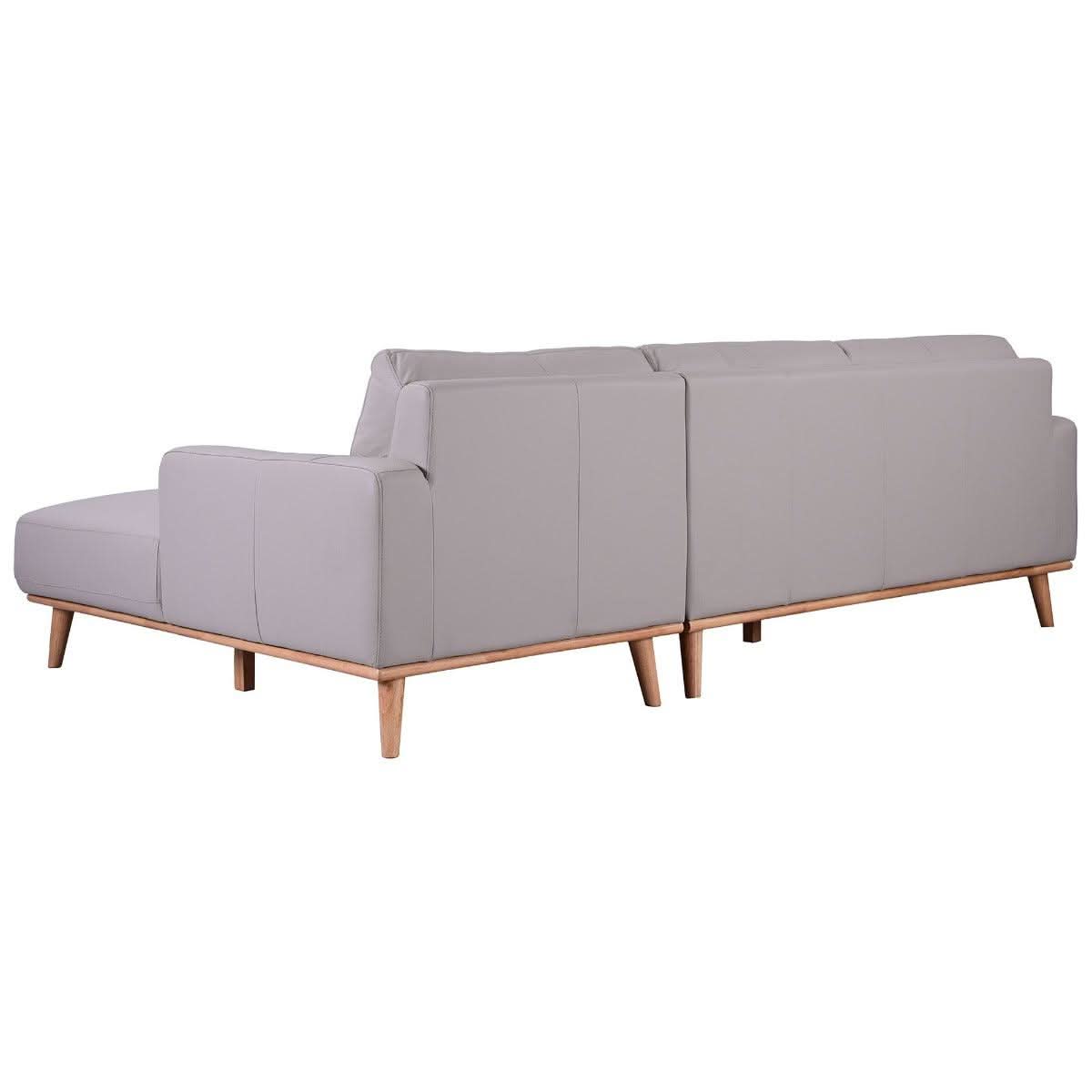 PAMELA 2.5-SEATER RHF CHAISE ITALIAN LEATHER MODULAR SOFA, IN LIGHT GREY - MyChocolateWood