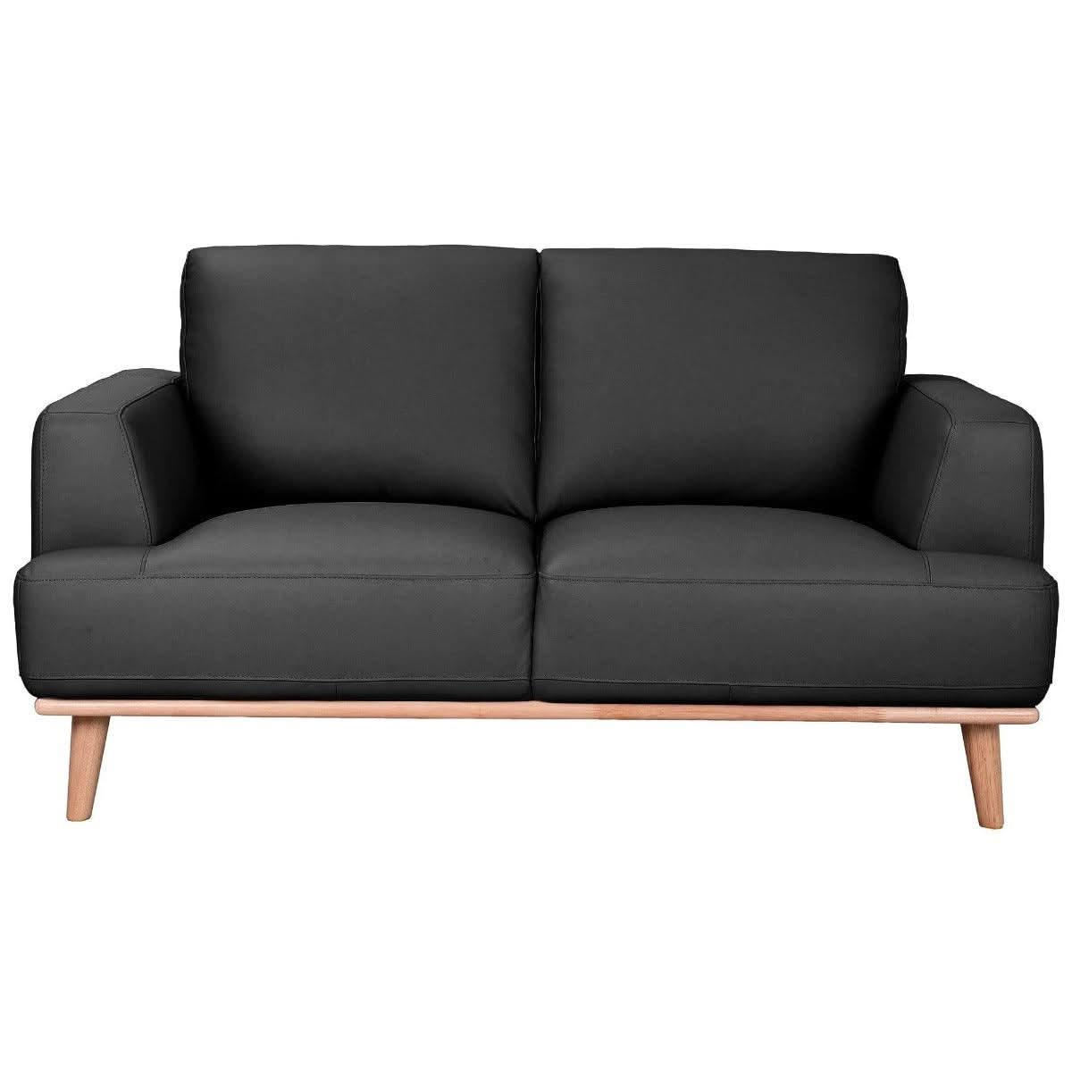 PAMELA 2-SEATER ITALIAN LEATHER SOFA IN BLACK - MyChocolateWood