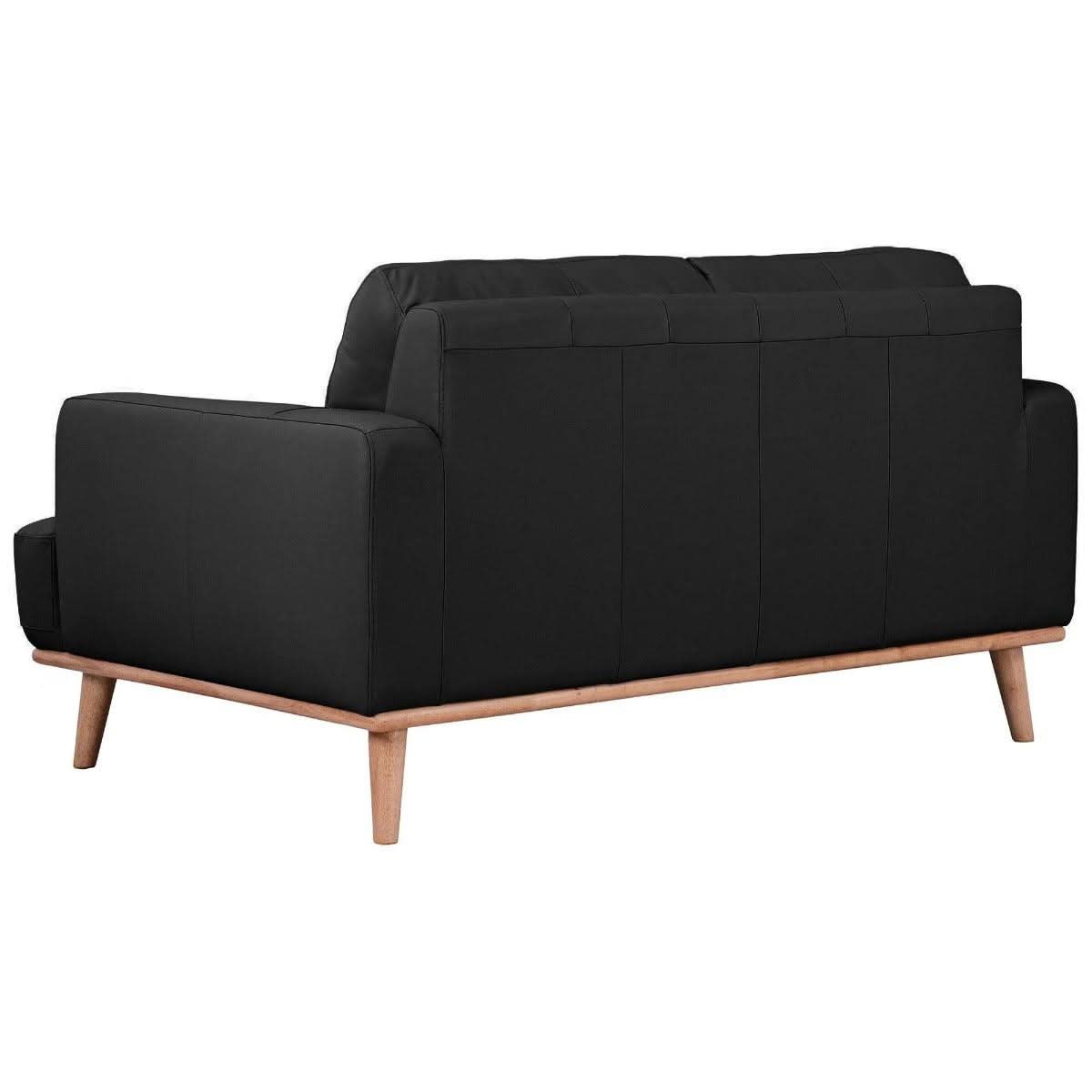 PAMELA 2-SEATER ITALIAN LEATHER SOFA IN BLACK - MyChocolateWood