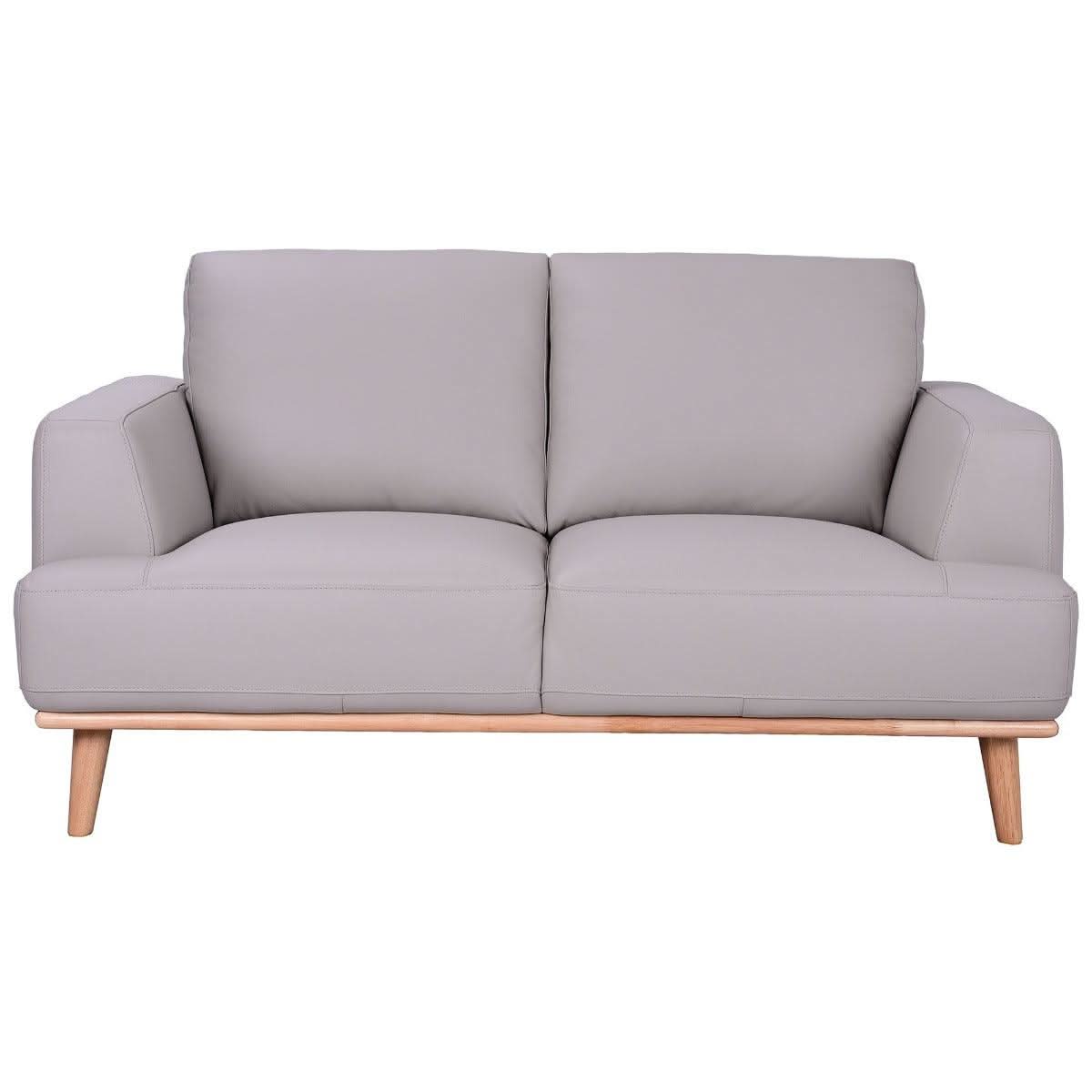PAMELA 2-SEATER ITALIAN LEATHER SOFA IN LIGHT GREY - MyChocolateWood
