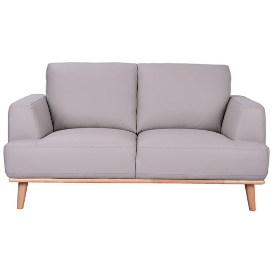 PAMELA 2-SEATER ITALIAN LEATHER SOFA IN LIGHT GREY - MyChocolateWood