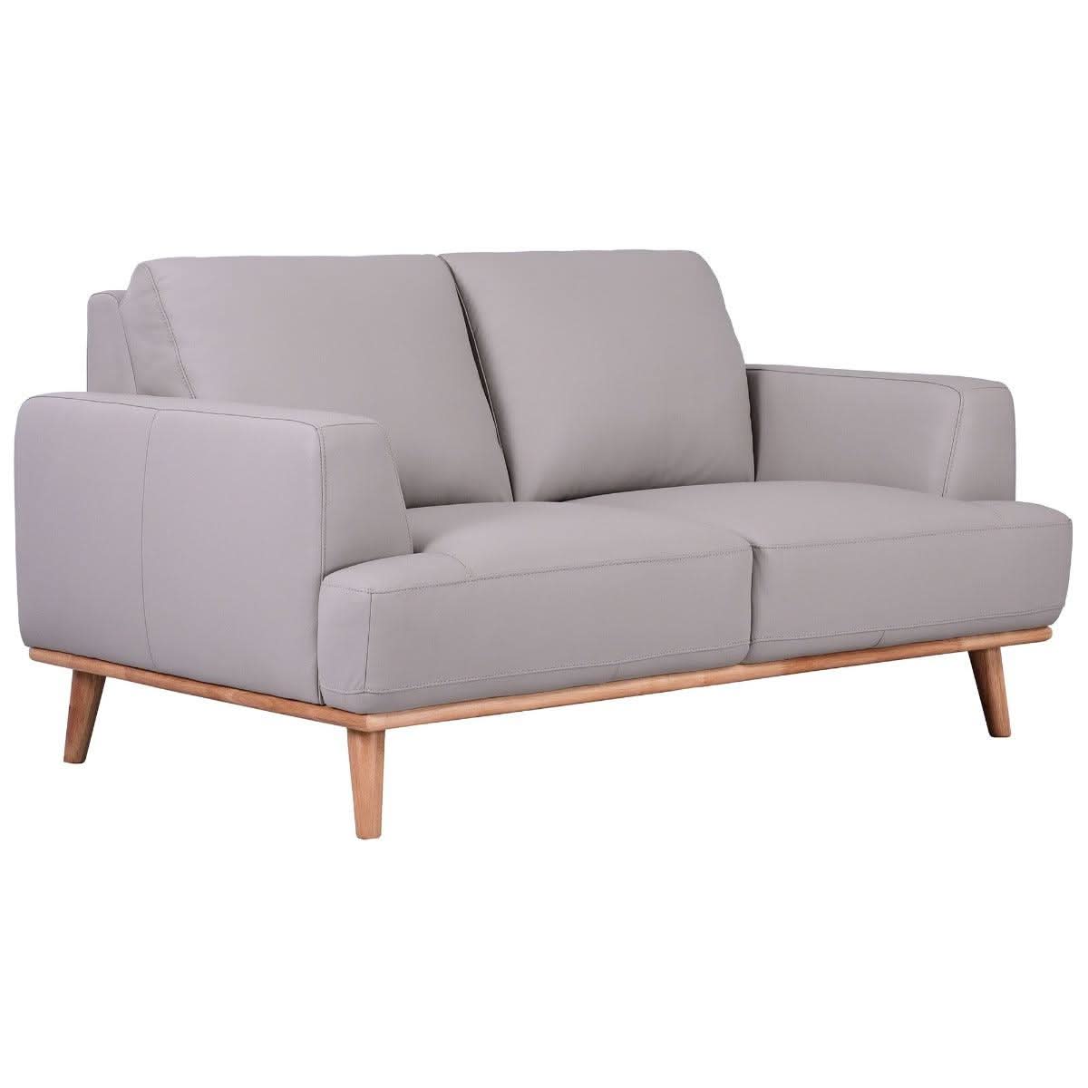 PAMELA 2-SEATER ITALIAN LEATHER SOFA IN LIGHT GREY - MyChocolateWood