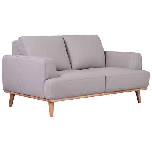 PAMELA 2-SEATER ITALIAN LEATHER SOFA IN LIGHT GREY - MyChocolateWood