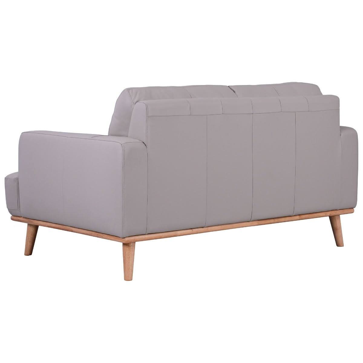PAMELA 2-SEATER ITALIAN LEATHER SOFA IN LIGHT GREY - MyChocolateWood