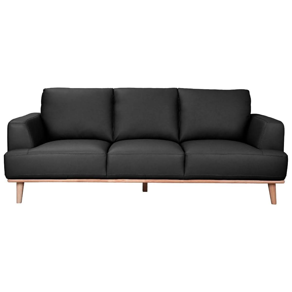 PAMELA 3-SEATER ITALIAN LEATHER SOFA IN BLACK - MyChocolateWood