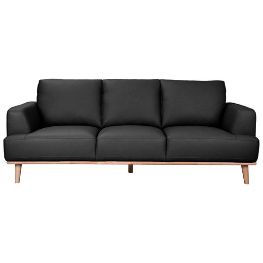 PAMELA 3-SEATER ITALIAN LEATHER SOFA IN BLACK - MyChocolateWood