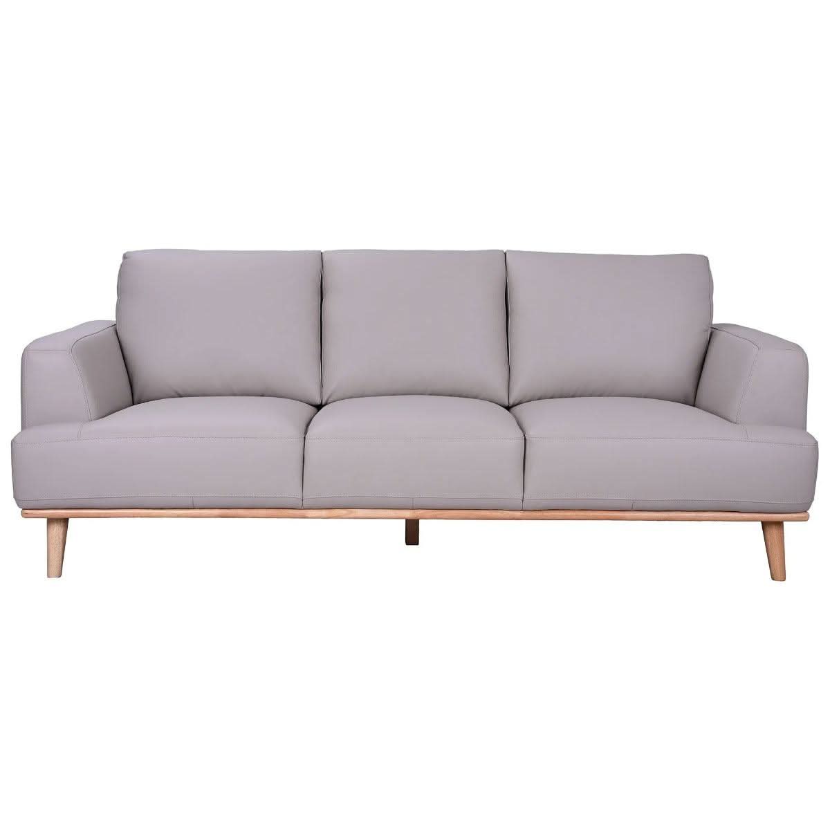 PAMELA 3-SEATER ITALIAN LEATHER SOFA IN LIGHT GREY - MyChocolateWood