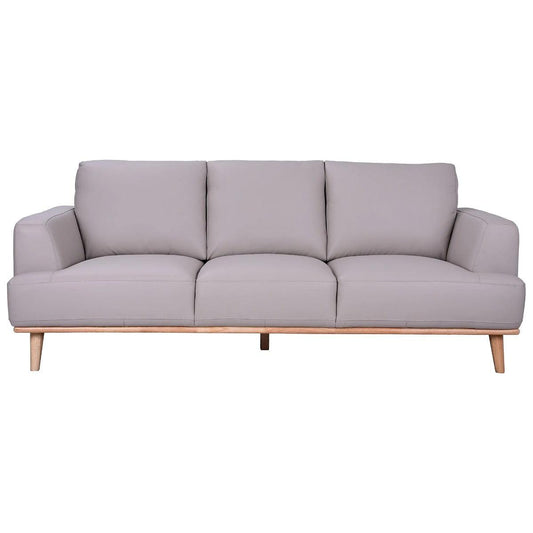 PAMELA 3-SEATER ITALIAN LEATHER SOFA IN LIGHT GREY - MyChocolateWood