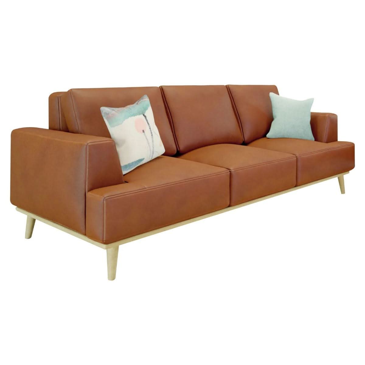 PAMELA 3-SEATER ITALIAN LEATHER SOFA IN TAN - MyChocolateWood