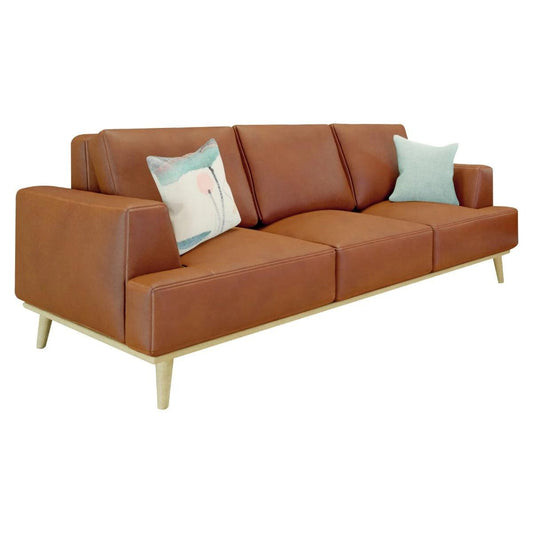 PAMELA 3-SEATER ITALIAN LEATHER SOFA IN TAN - MyChocolateWood