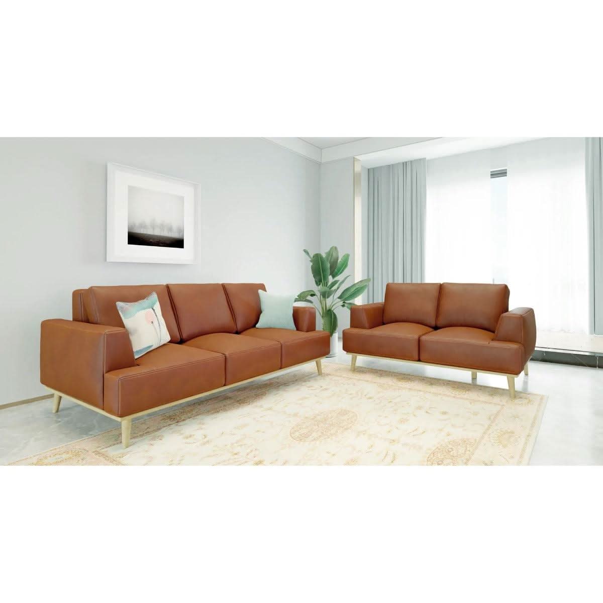 PAMELA 3-SEATER ITALIAN LEATHER SOFA IN TAN - MyChocolateWood