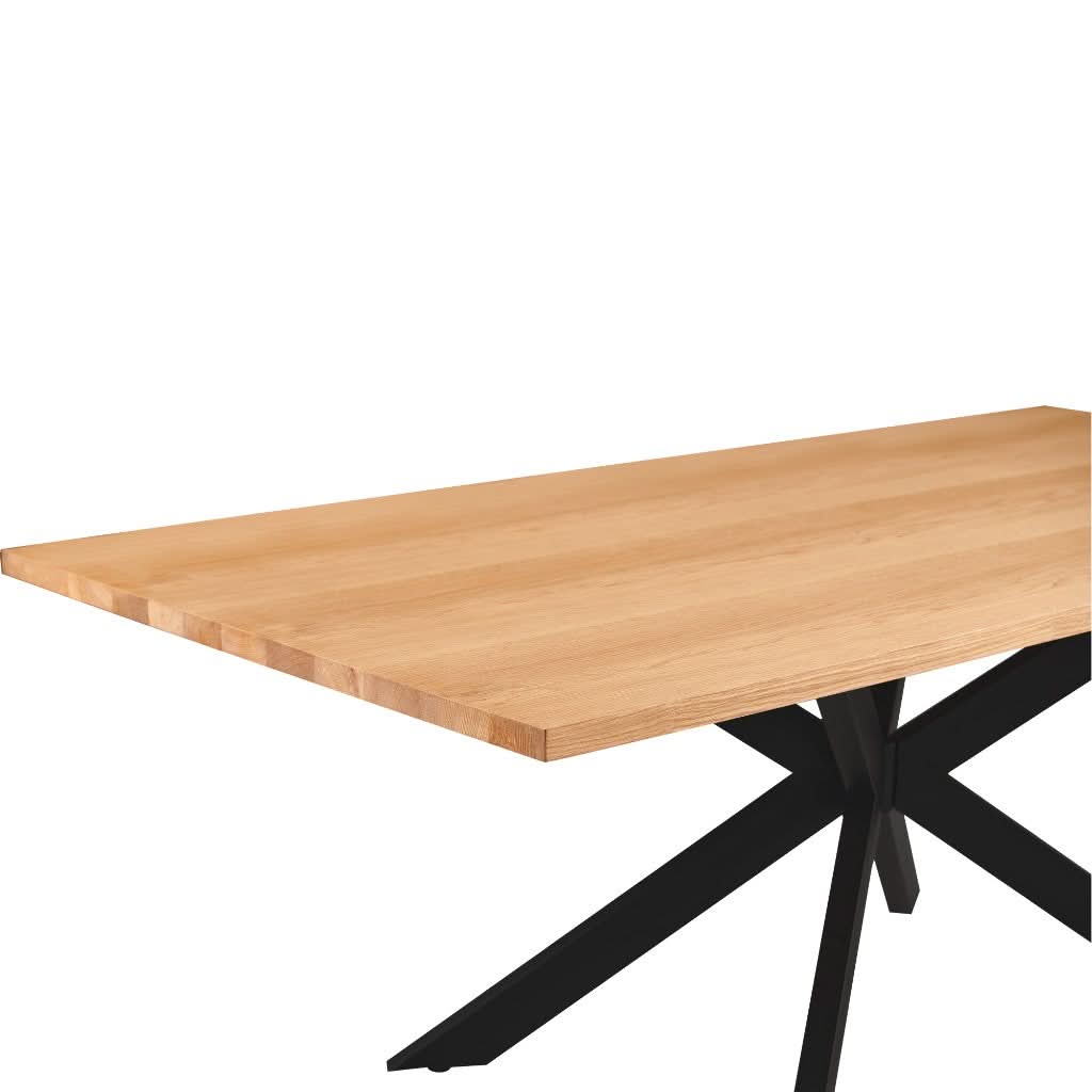PANNIER DINING TABLE NATURAL OAK COLOURED TOP/BLACK LEGS - MyChocolateWood