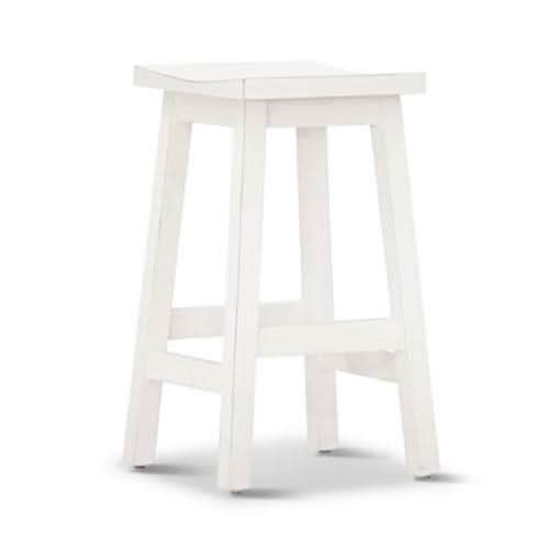 PAPAYA SOLID MANGO WOOD STOOL WHITE - MyChocolateWood