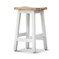 PAPAYA SOLID MANGO WOOD STOOL WHITE BASE & WHITEWASH TOP - MyChocolateWood