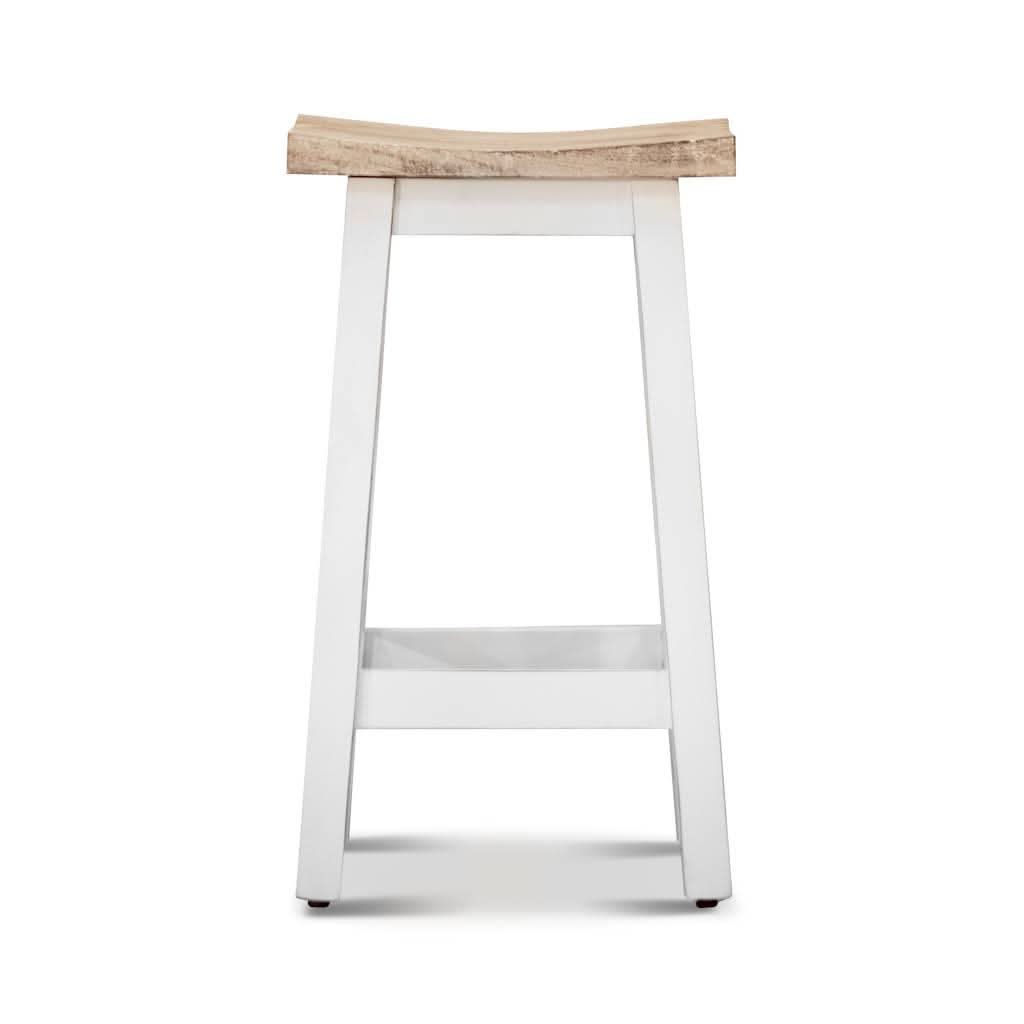 PAPAYA SOLID MANGO WOOD STOOL WHITE BASE & WHITEWASH TOP - MyChocolateWood