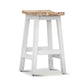 PAPAYA SOLID MANGO WOOD STOOL WHITE BASE & WHITEWASH TOP - MyChocolateWood