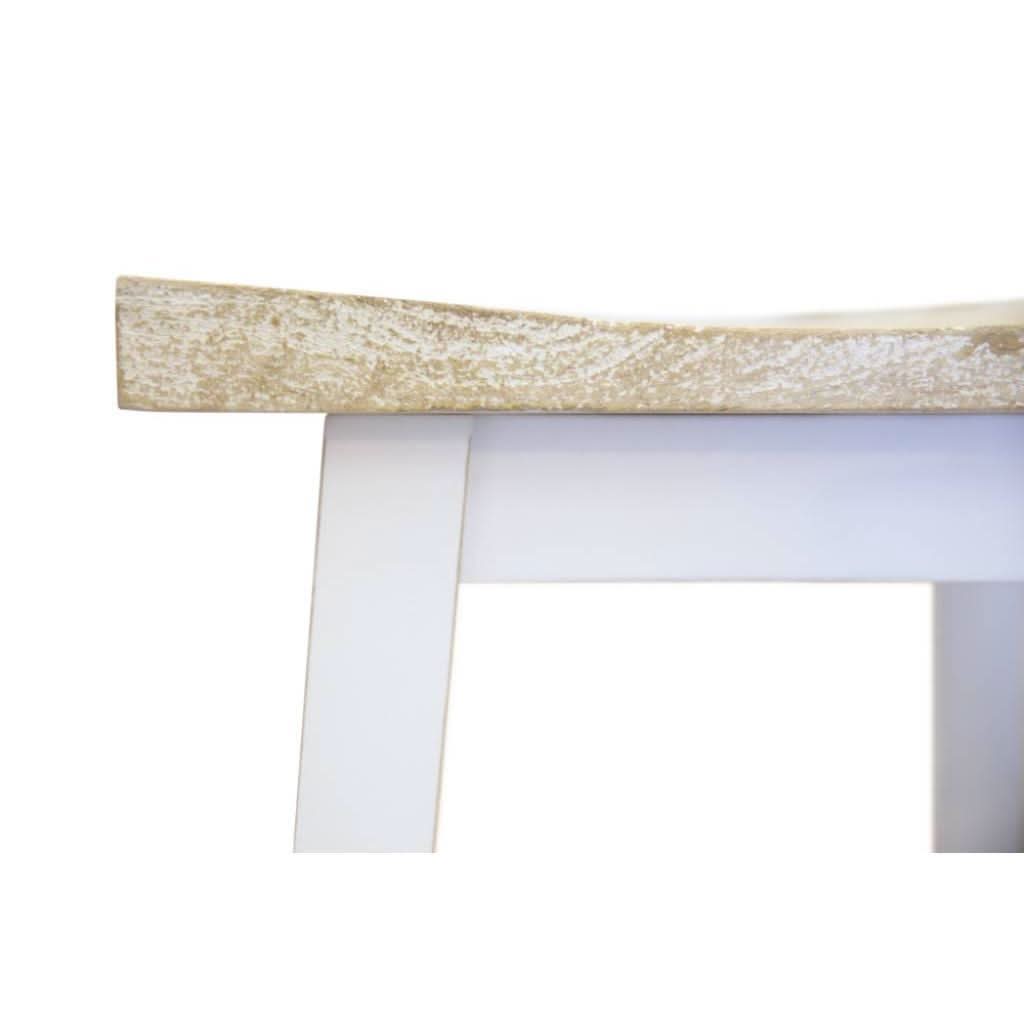PAPAYA SOLID MANGO WOOD STOOL WHITE BASE & WHITEWASH TOP - MyChocolateWood