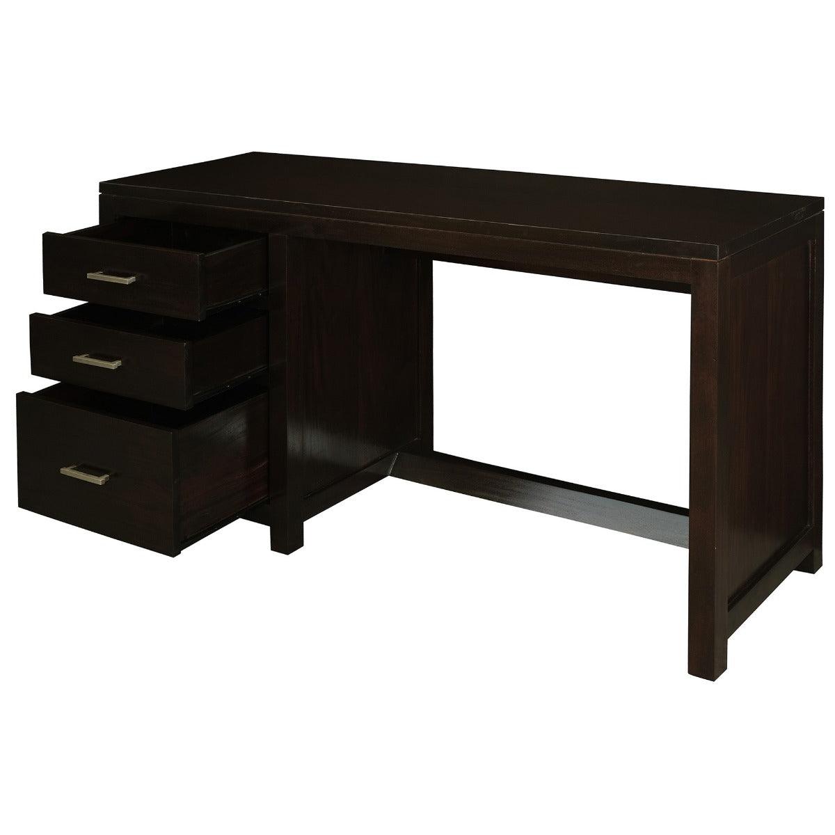 PARIS SOLID MAHOGANY TIMBER 3 DRAWER 150CM DESK - CHOCOLATE - MyChocolateWood