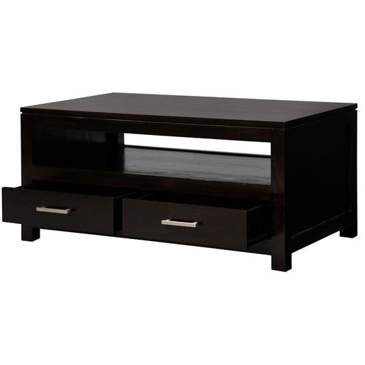 PARIS SOLID MAHOGANY TIMBER 4 DRAWER COFFEE TABLE 100CM - CHOCOLATE - MyChocolateWood
