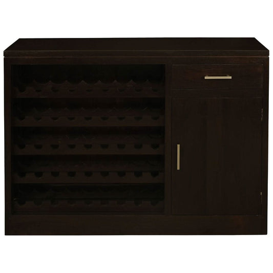 PARIS SOLID MAHOGANY TIMBER BUFFET/WINERACK 1 DOOR / 1 DRAWER CHOCOLATE 120CM - MyChocolateWood