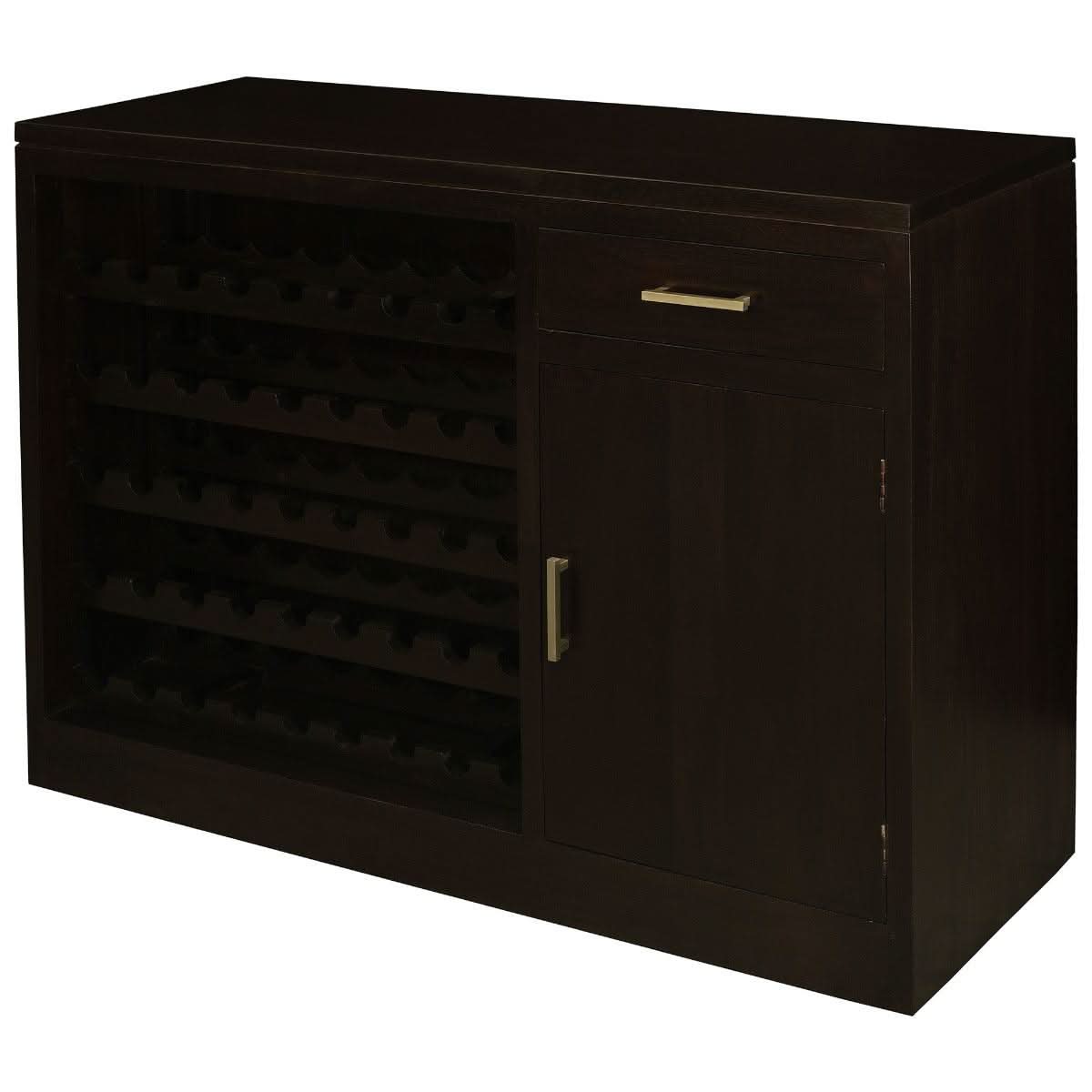 PARIS SOLID MAHOGANY TIMBER BUFFET/WINERACK 1 DOOR / 1 DRAWER CHOCOLATE 120CM - MyChocolateWood