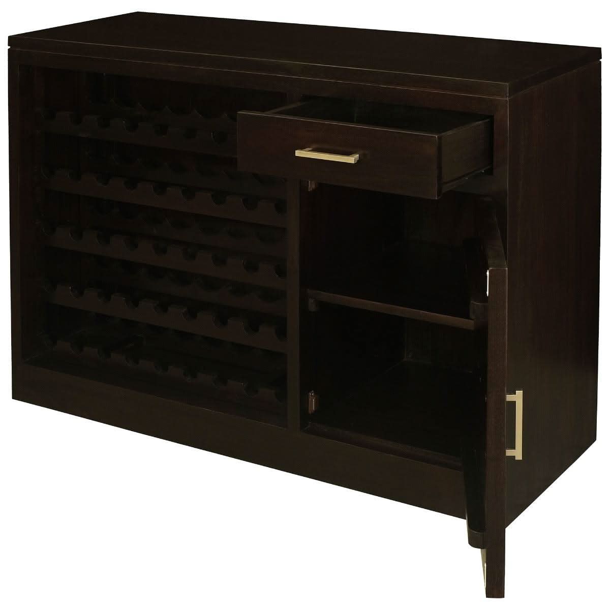 PARIS SOLID MAHOGANY TIMBER BUFFET/WINERACK 1 DOOR / 1 DRAWER CHOCOLATE 120CM - MyChocolateWood
