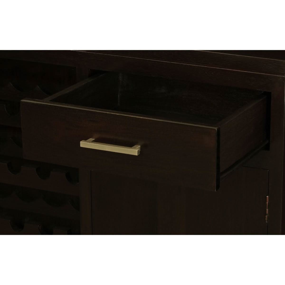 PARIS SOLID MAHOGANY TIMBER BUFFET/WINERACK 1 DOOR / 1 DRAWER CHOCOLATE 120CM - MyChocolateWood