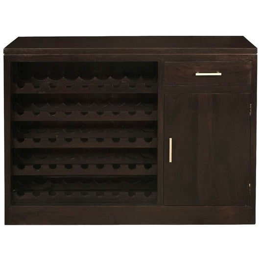 PARIS SOLID MAHOGANY TIMBER BUFFET/WINERACK 1 DOOR / 1 DRAWER CHOCOLATE 120CM - MyChocolateWood