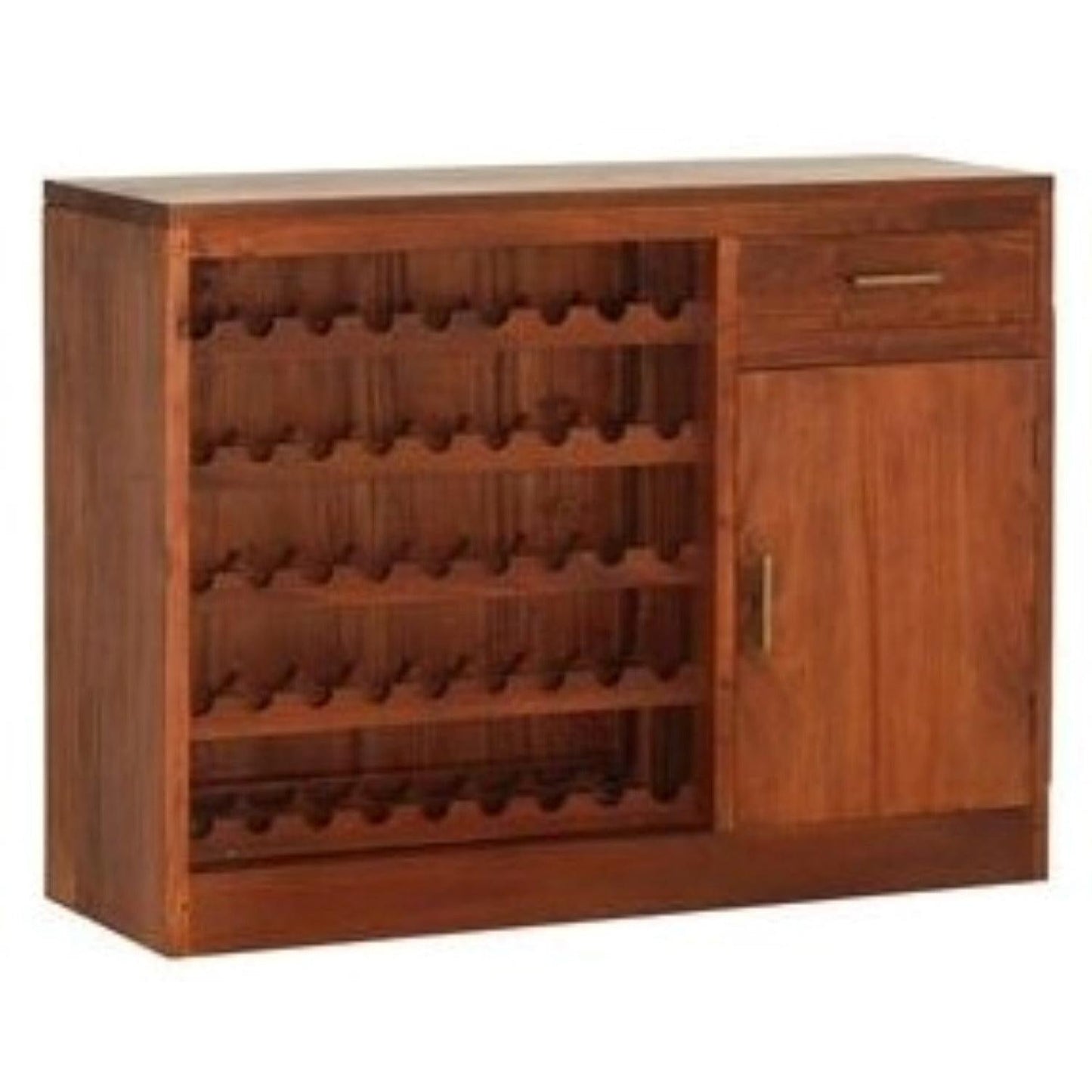 PARIS SOLID MAHOGANY TIMBER BUFFET/WINERACK 1 DOOR 1 DRAWER LIGHT PECAN 120CM - MyChocolateWood