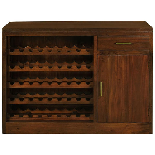 PARIS SOLID MAHOGANY TIMBER BUFFET/WINERACK 1 DOOR 1 DRAWER MAHOGANY 120CM - MyChocolateWood