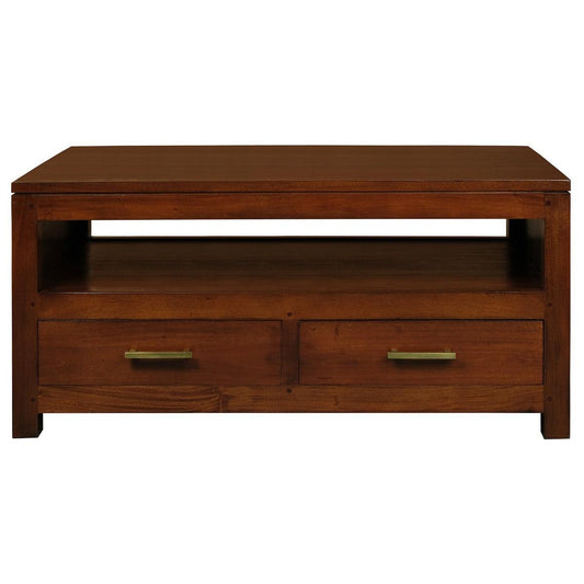 PARIS SOLID MAHOGANY TIMBER COFFEE TABLE 4 DRAWERS MAHOGANY COLOUR 120CM - MyChocolateWood