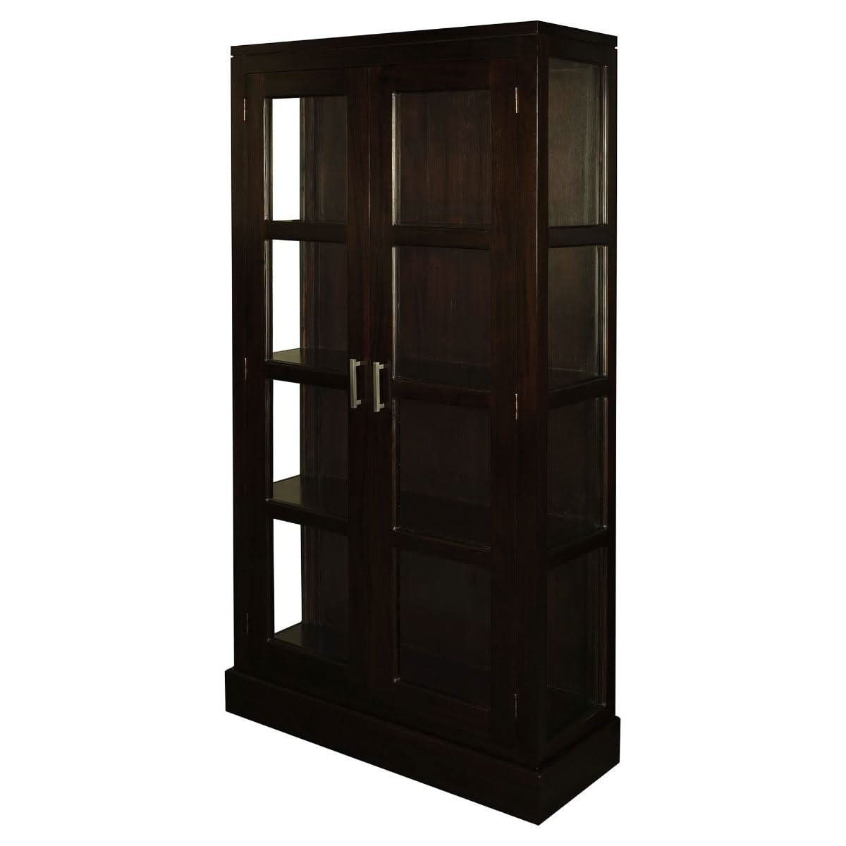 PARIS SOLID MAHOGANY TIMBER DISPLAY CABINET WITH 3 SHELVES -CHOCOLATE - MyChocolateWood